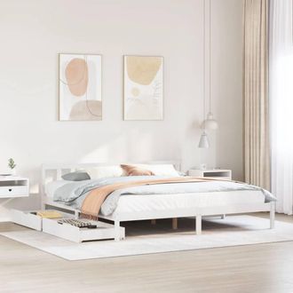 Berkfield Home Bed Frame without Mattress White 180x200 cm Super King Solid Wood Pine