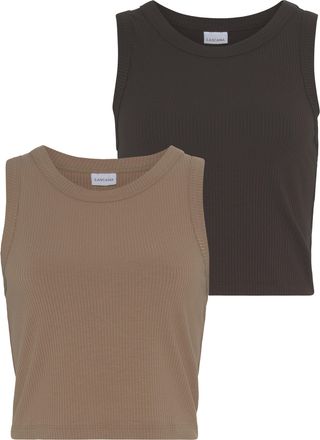 Lascana Crop-Top LASCANA, Damen, Gr. 32/34, braun (camelfarben, braun), Rippware, Obermaterial: 95% Viskose, 5% Elasthan, unifarben, figurbetont bauchfrei, Ru