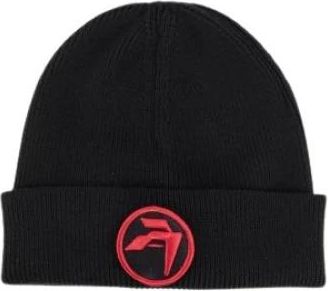 AMBUSH Ambush, Accessoires, unisex, Zwart, ONE Size, Wol, Zwarte wollen muts met rood logo