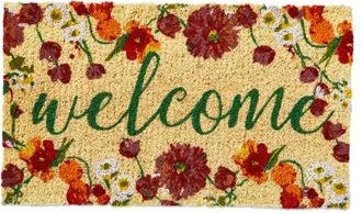 Tag Blooming Welcome Coir Mat Indoor Outdoor Rectangle Door Mat in Yellow at Nordstrom, Size Medium