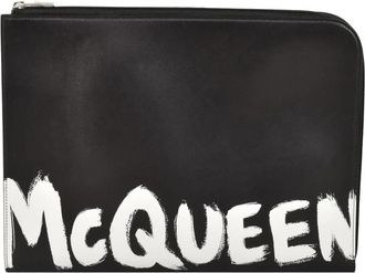 Alexander McQueen Leren Portemonnees & Pasjeshouders met Rits - Heren - Portefeuilles - Zwart - ONE Size - Leer - Accessoires