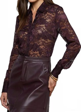 L'agence Maia Floral Lace Blouse In Burgundy