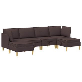 vidaXL Juego De Sof&aacute; Modular Con Almacenamiento 6 Pcs Marr&oacute;n Oscuro Vidaxl