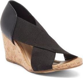 Kenneth Cole Reaction Gelena Stretch Wedge Sandal in Black Elastic at Nordstrom Rack, Size 5.5