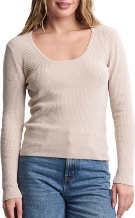 Barefoot Dreams CozyChic Ultra Lite Scallop Scoop Neck Lounge Top in Stone at Nordstrom Rack, Size X-Large