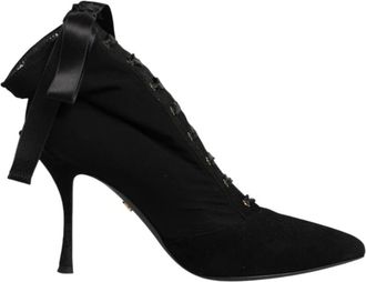 Dolce & Gabbana Korte Laarzen - Dames - Pumps - Zwart - 37 EU - Leer - Schoenen