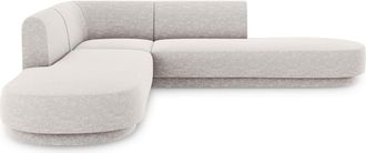 MICADONI Sofá esquinero simétrico 5 plazas de tejido chenilla gris claro