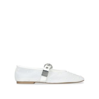 Steve Madden Womens Lucia White Pearl Ballet Flats Fabric - Size UK 6
