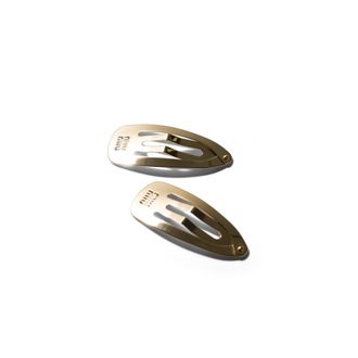 Miu Miu Metal Hair Clips, Woman, Gold