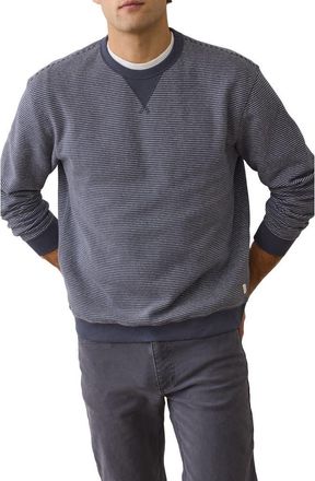 Marine Layer Cloud 9 Fleece Relaxed Crewneck Sweatshirt in Navy Mini Stripe at Nordstrom, Size Xx-Large