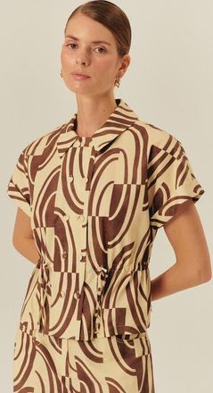 Exquise Jocelyn Cotton Shirt in Brown at Nordstrom, Size X-Large