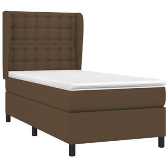 vidaXL Vidaxl - Cama Box Spring Con Colch&oacute;n Tela Marr&oacute;n Oscuro 90x190 Cm