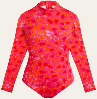 Vilebrequin Abstract Leopard Printed Rashguard One-Piece Swimsuit