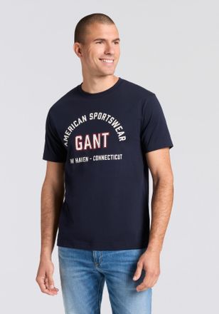 GANT T-Shirt GANT PRINTED GRAPHIC, Herren, Gr. XXL, evening blau, Jersey, Obermaterial: 100% Baumwolle, Rundhals, Shirts T-Shirt, Regular Fit, Rundhals