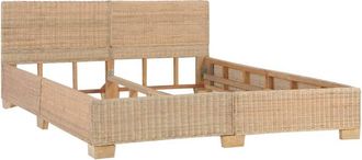 vidaXL Vidaxl - Cama Con Cabecero Sin Colch&oacute;n Rat&aacute;n Aut&eacute;ntico 160x200 Cm