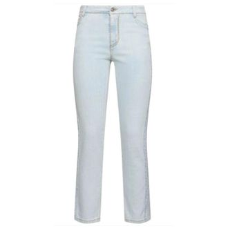 Ermanno Scervino Crop slim jeans with embroidered lace detail