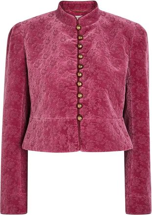 Chloé Embroidered-jacquard Velvet Jacket - Dark Pink - 38 (UK10 / S)