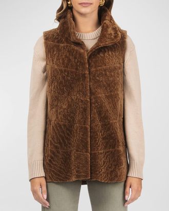 Gorski Reversible Textured Lamb Shearling Vest