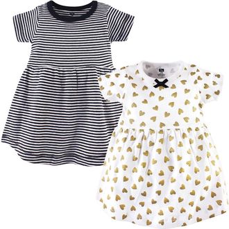 Hudson Baby Two-Piece Dress Collection in Black Gold Heart at Nordstrom, Size 18-24M