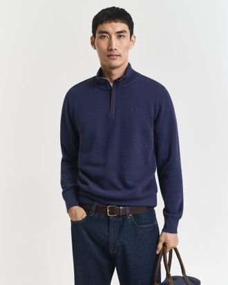 GANT Men Sacker Rib Half-Zip Sweatshirt (XXXL) PERSIAN BLUE