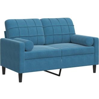 vidaXL Sof&aacute; De 2 Plazas Con Cojines Terciopelo Azul 120 Cm Vidaxl