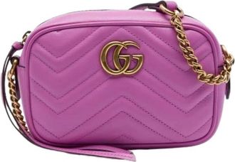 Gucci Pre-owned Vintage Quilted Crossbody Bag - Dames - Vintage Schoudertas - Roze - ONE Size - Leer - Vintage