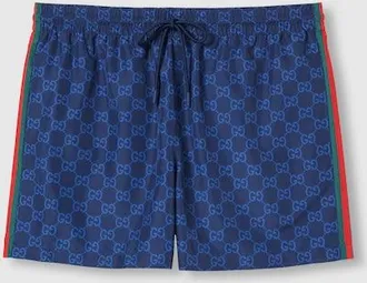 Gucci Printed Poplin Tech Swim Shorts, Size 46 IT, Blue, Ready-to-wear