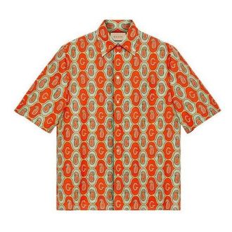 Gucci Cotton Linen G Paisley Shirt Orange 653979-ZAGQ1-7192