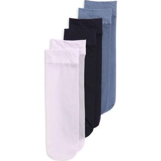 Nordstrom 3-Pack Everyday Sheer Ankle Socks in Purple- Navy- Blue at Nordstrom Rack, Size 9/11