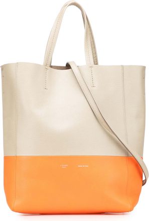 Celine Pre-owned Womens Vertical Cabas Color Block Tote - Ivory Leather - One Size