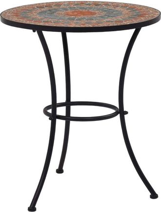 vidaXL Mosaic Bistro Table Orange/Grey 60cm Ceramic Vidaxl