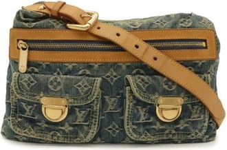 Louis Vuitton Pre-owned Monogram Denim Shoulder Bag - Dames - Vintage Schoudertas - Blauw - ONE Size - Denim - Vintage