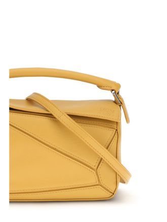 Loewe Womens Handbag Featherlight Puzzle Mini Mustard Calf Leather Handbags Hand Bags