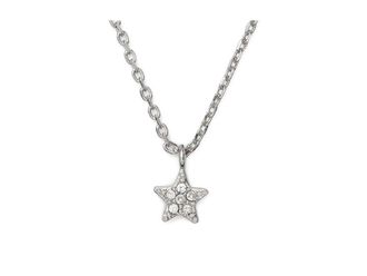 Kate Spade New York Earrings Pave Mini Star Pendant Womens Necklace Clear/Silver, Brass