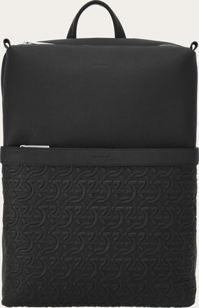 Ferragamo Men Embossed Gancini backpack Black