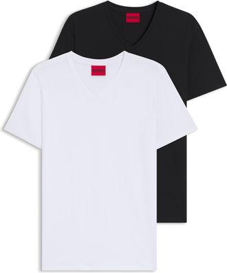 HUGO BOSS T-Shirt HUGO HUGO-V, Herren, Gr. XXL, open miscellaneous960, Single Jersey, Obermaterial: 96% Baumwolle, 4% Elasthan, unifarben, slim fit normal, V-Au