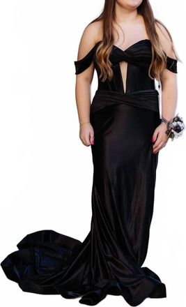 Sherri Hill Off The Shoulder Stretch Satin Prom Dress In Black