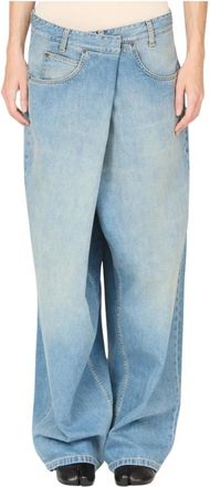 Maison Margiela Wrap Wide-Leg Jeans - Dames - Loose Fit Jeans - Blauw - W26 - Katoen - Jeans