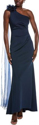Eliza J One Shoulder Pleated Mermaid Gown