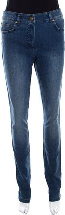 Escada Indigo Faded Effect Denim Sequined Back Pocket Detail Skinny Jeans