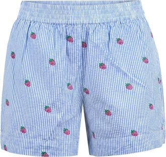MC2 Saint Barth Beachwear, female, Blue, Size: M Meave Seersucker Shorts