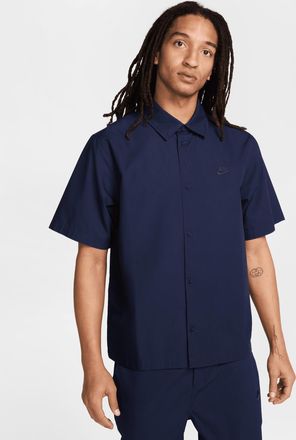 Nike Mens Club Short-Sleeve Button-Down Shirt in Blue | HJ2029-451