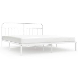 Berkfield Home Metal Bed Frame with Headboard White 200x200 cm