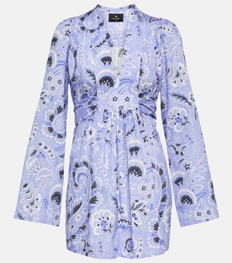 Etro V-neck printed cotton-blend minidress