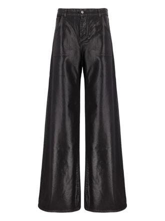 Laneus metallic-effect buttoned trousers - women - Cotton - 42 - Black
