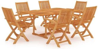 vidaXL 7 Piece Garden Dining Set Solid Teak Wood Vidaxl