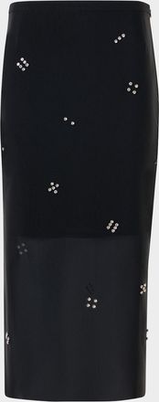 Akris Diamond Dice Dot Pencil Midi Skirt
