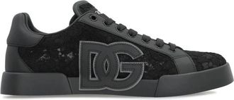 Dolce & Gabbana Lace DG Logo Sneakers - Dames - Sneakers - Zwart - 38 EU - Schoenen