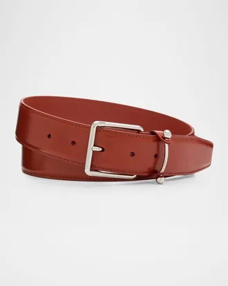 Christian Louboutin Men & apos;s Chambeliss Collar-Pin Smooth Leather Belt