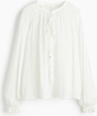 H&M Chiffonbluse - White